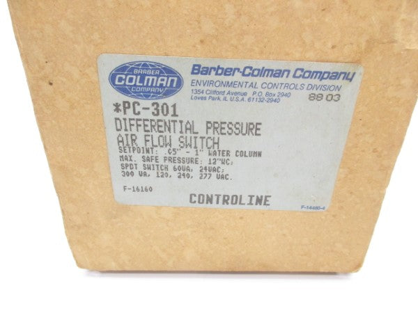 BARBER COLMAN PC-301 277VAC .05-1"WC NSMP