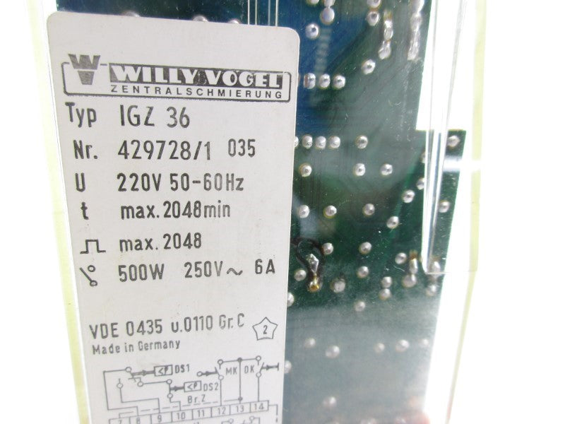 WILLY VOGEL IGZ36 429728/1 220V 6A NSNP