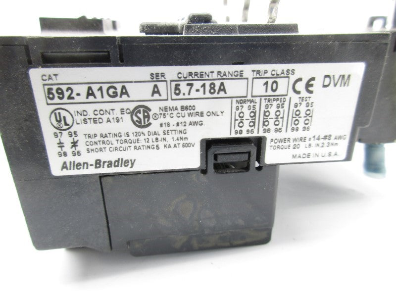 ALLEN BRADLEY 592-A1GA SER. A 600V 5.7-18A (AS PICTURED) UNMP