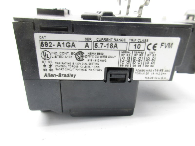 ALLEN BRADLEY 592-A1GA SER. A 600V 5.7-18A UNMP