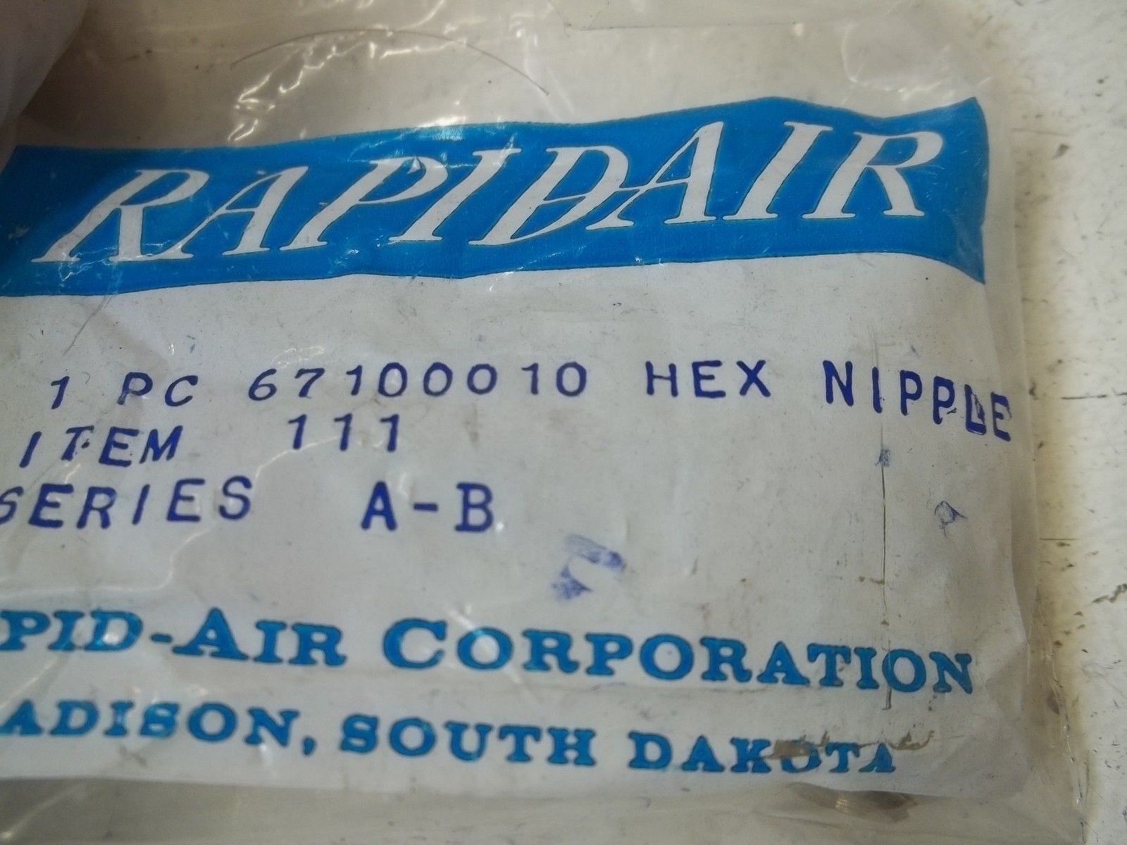RAPIDAIR 6710010 HEX NIPPLE NSMP