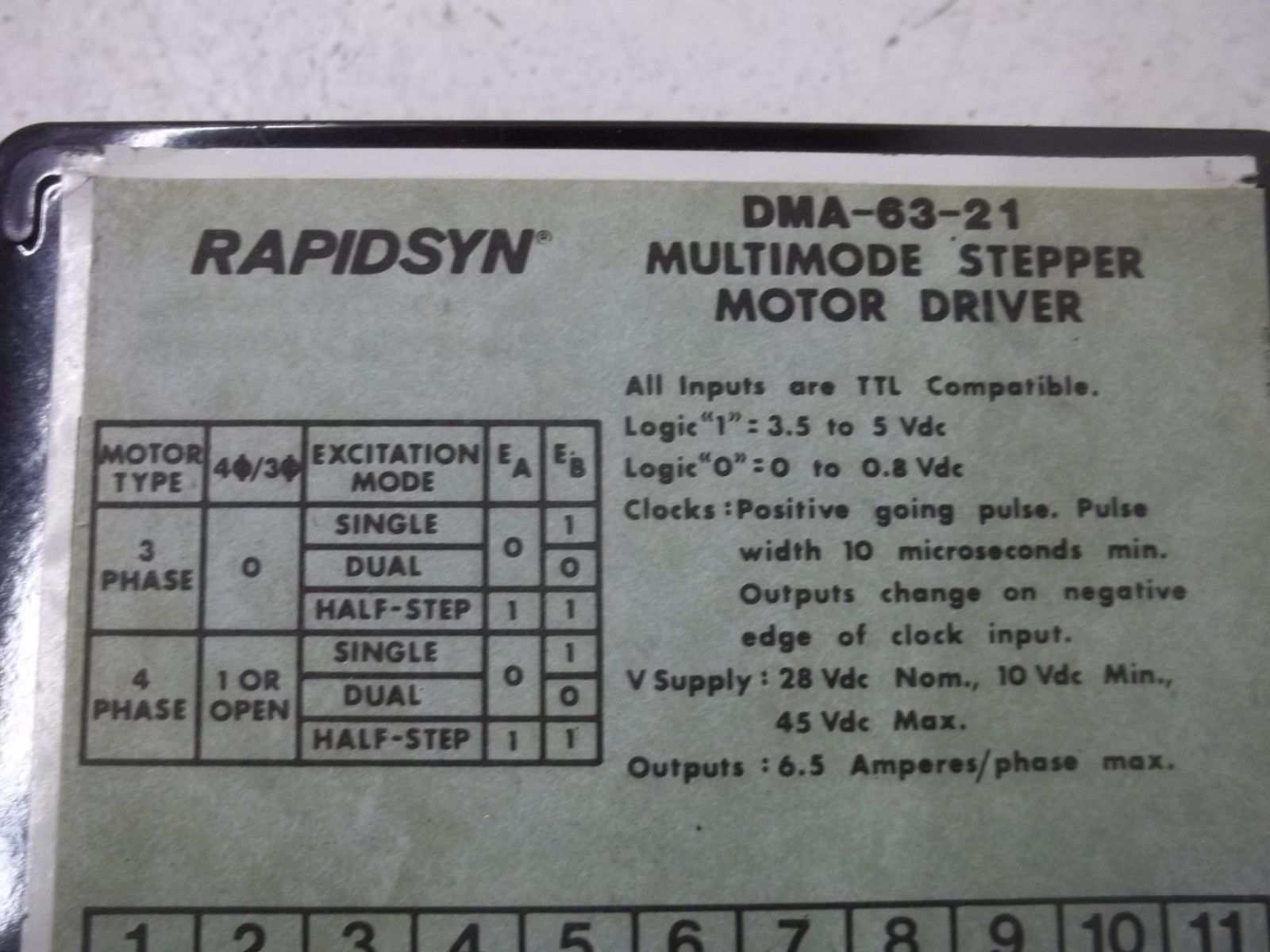RAPIDSYN DMA-63-21 MULTIMODE STEPPER MOTOR DRIVE UNMP