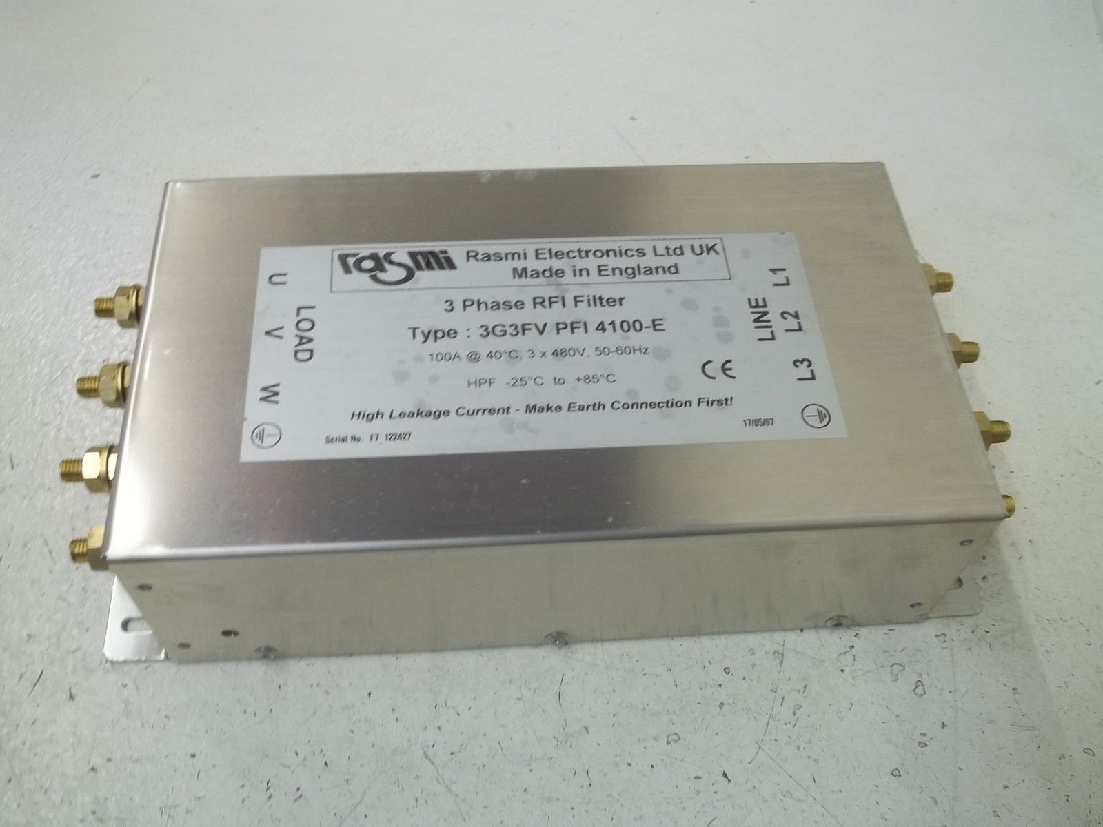 RASMI ELECTRONICS 3G3FVPF14100-E 3-PHASE RFI FILTER NSMP