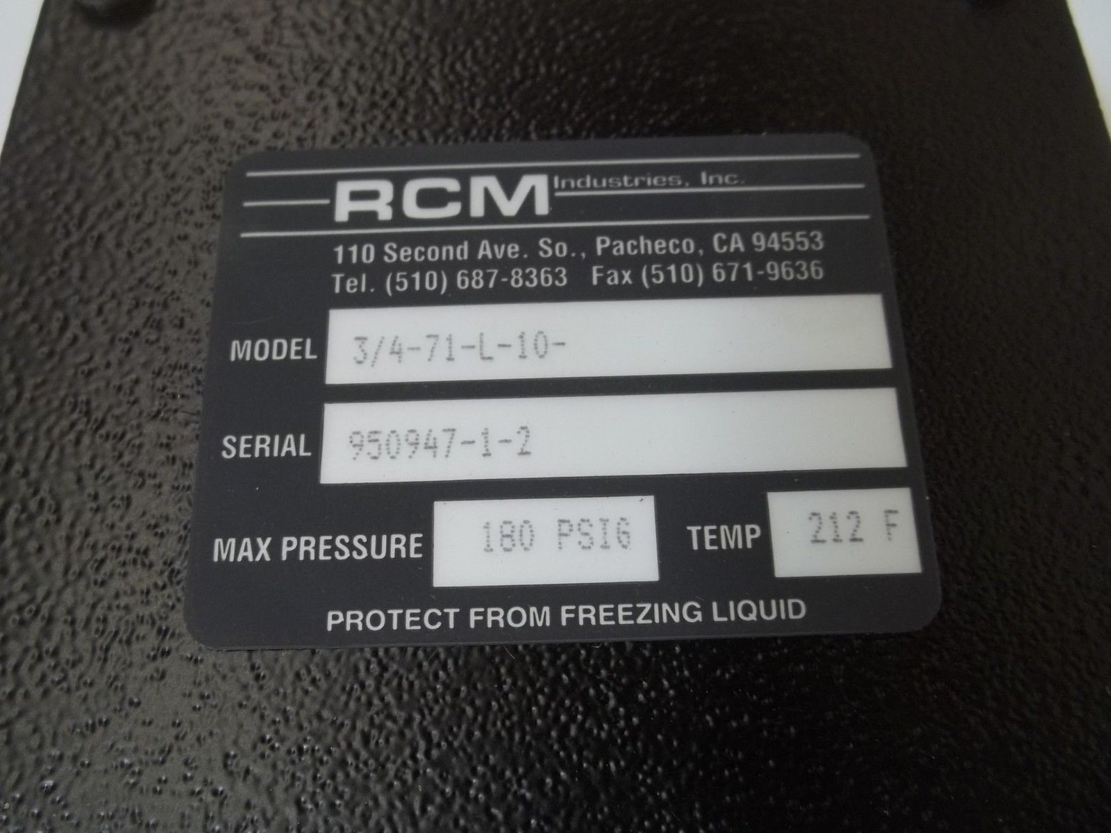 RCM INDUSTRIES 3/4-71-L-10 GAUGE 0-10 NSMP