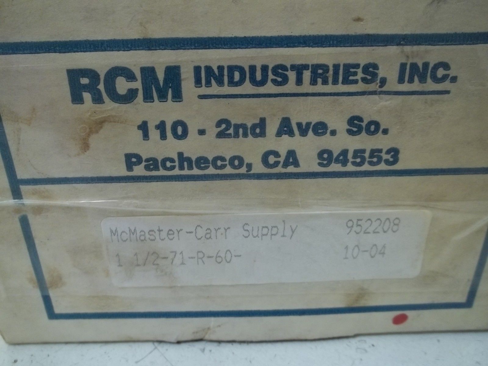 RCM INDUSTRIES, INC. 1 1/2-71-R-60 GAUGE 5-60 NSMP