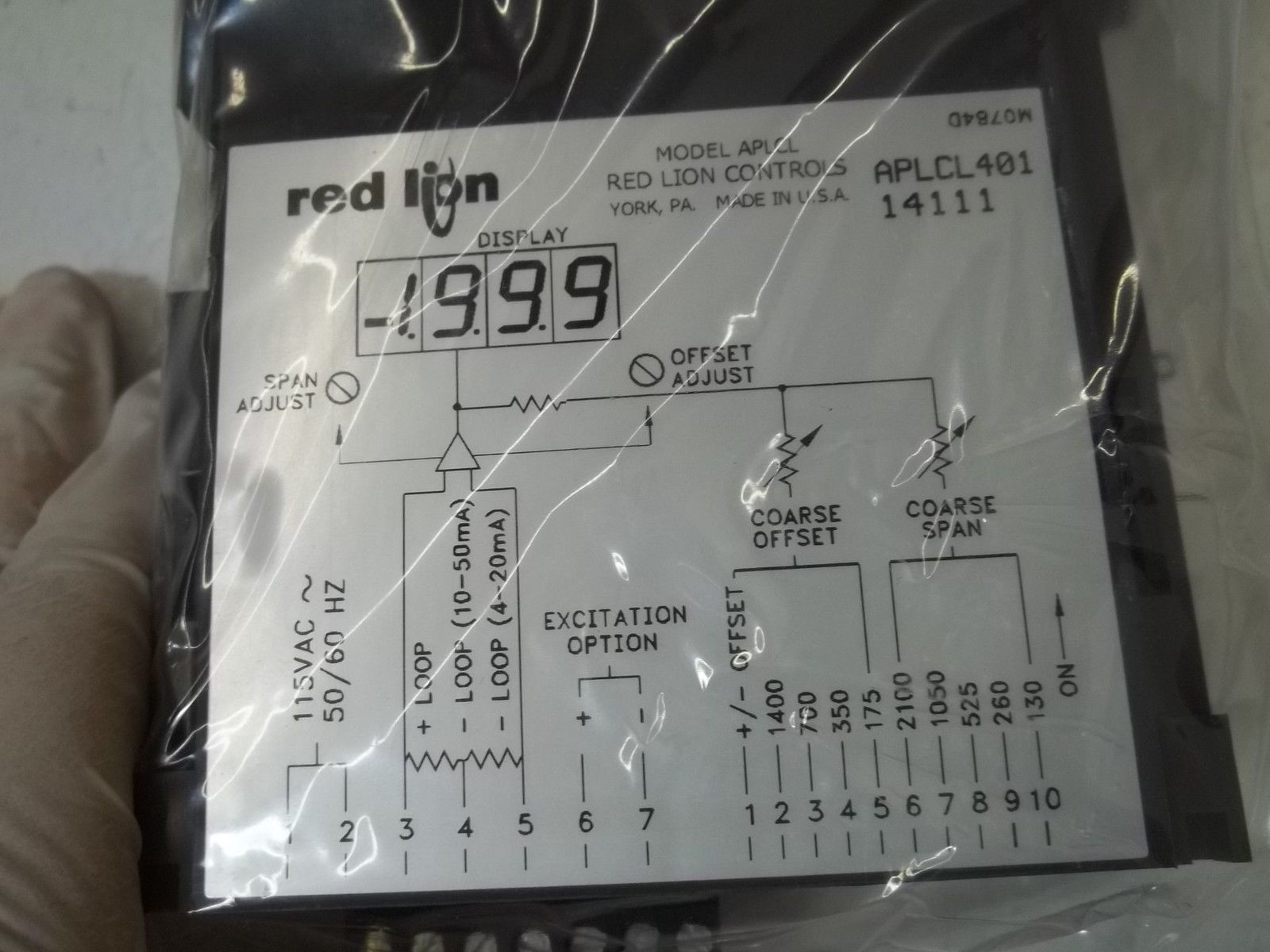 RED LION CONTROLS APLCL401 CURRENT LOOP INDICATOR NSMP