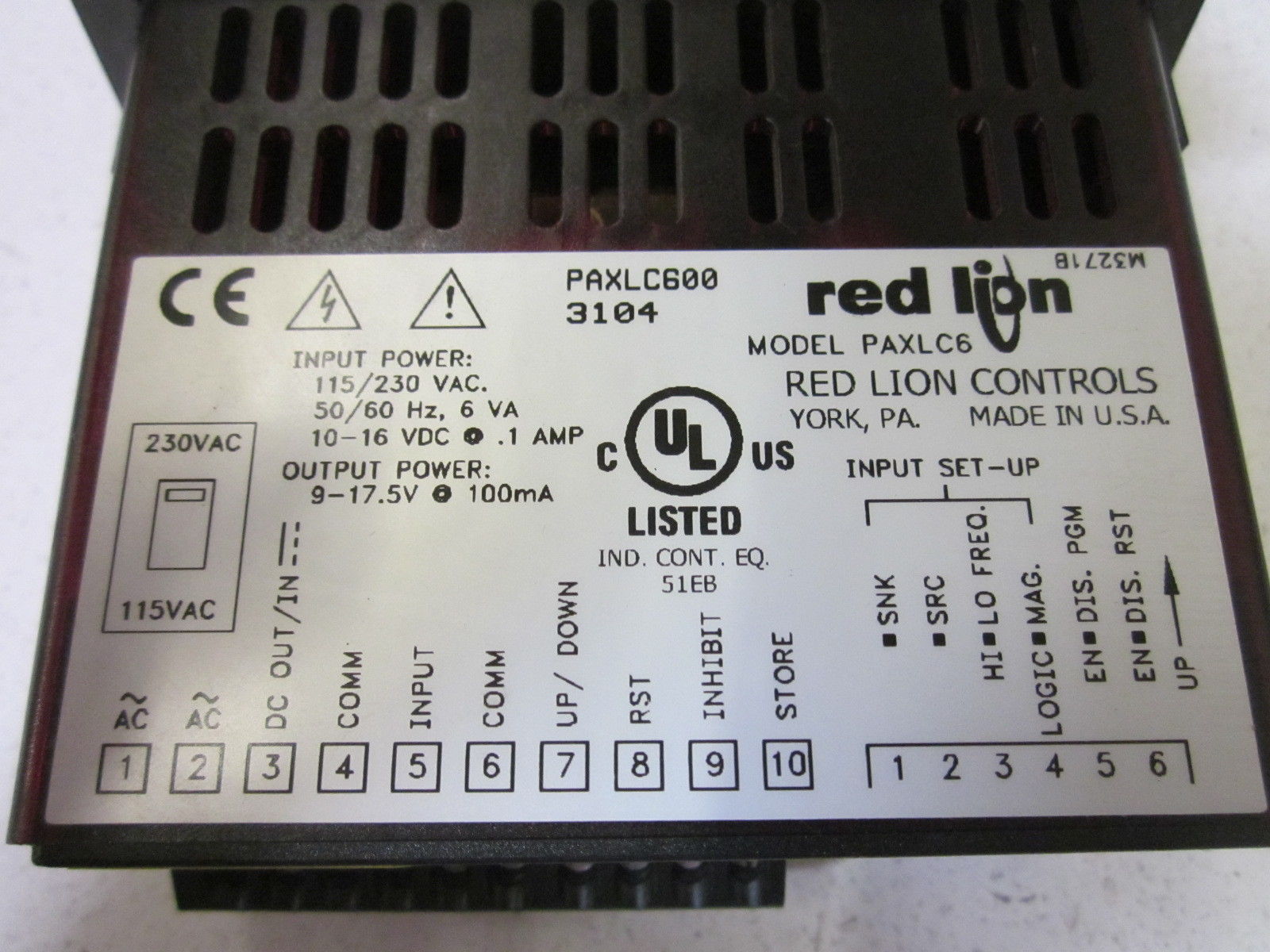 RED LION CONTROLS PAXLC600 DIGITAL COUNTER UNMP