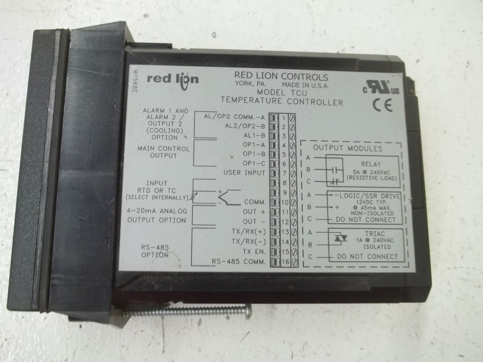 RED LION CONTROLS TCU11004 TEMPERATURE CONTROLLER UNMP