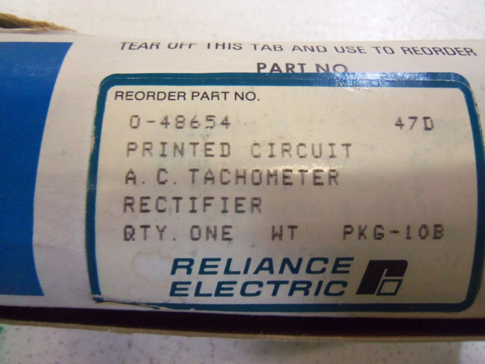 RELIANCE ELECTRIC 0-48654 PC BOARD AC TACH RECTIFIER NSMP