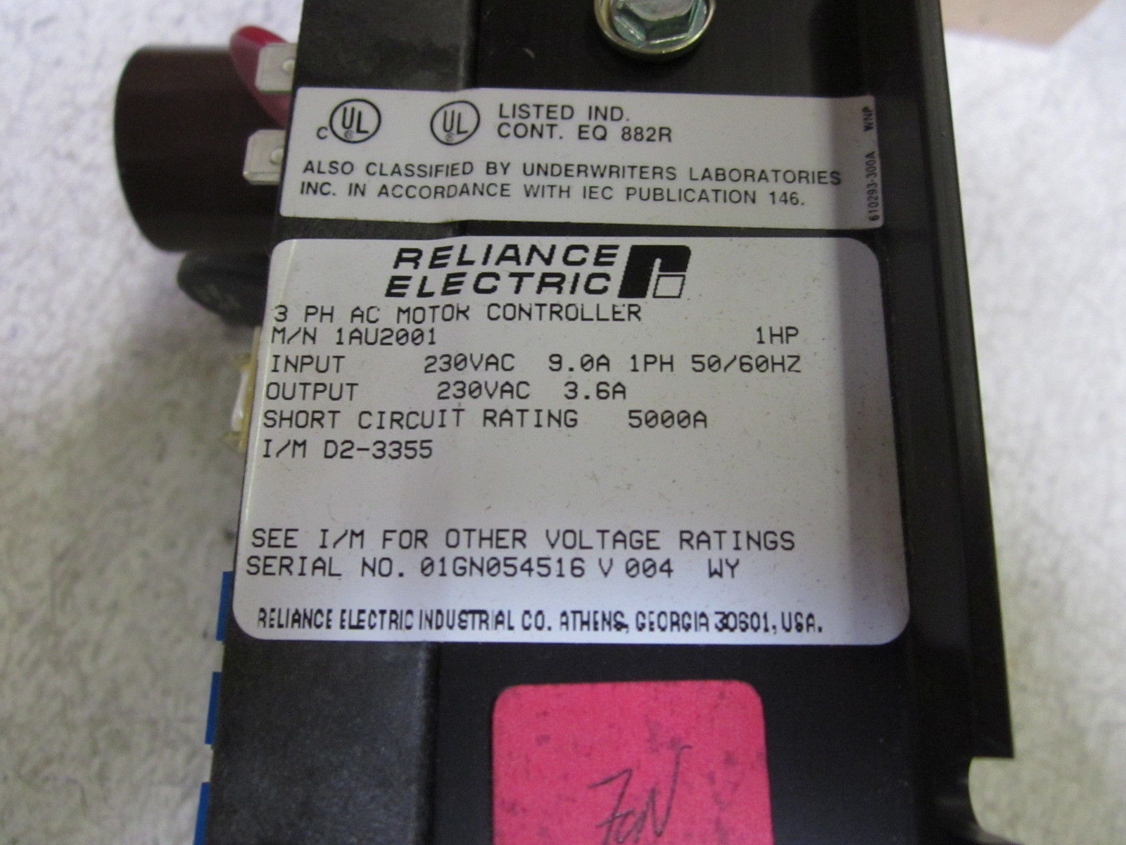 RELIANCE ELECTRIC 1AU201 AC MOTOR CONTROLLER UNMP