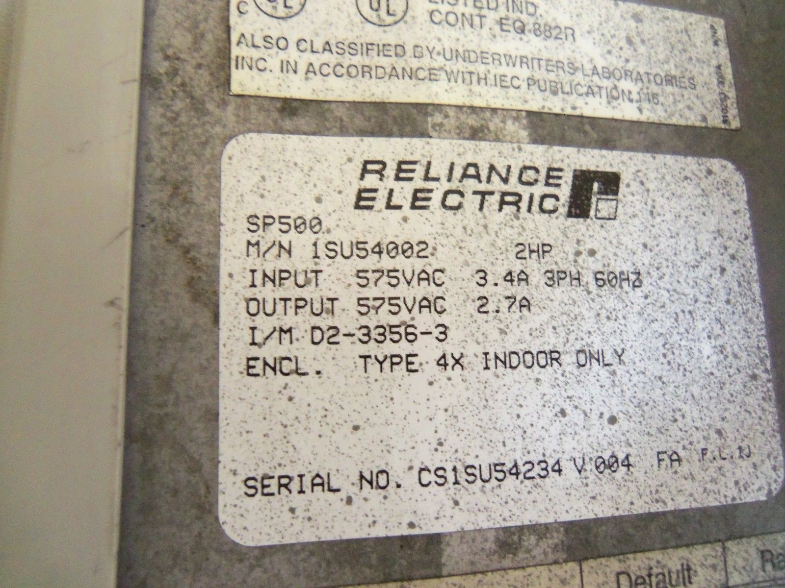 RELIANCE ELECTRIC 1SU54002 UNMP