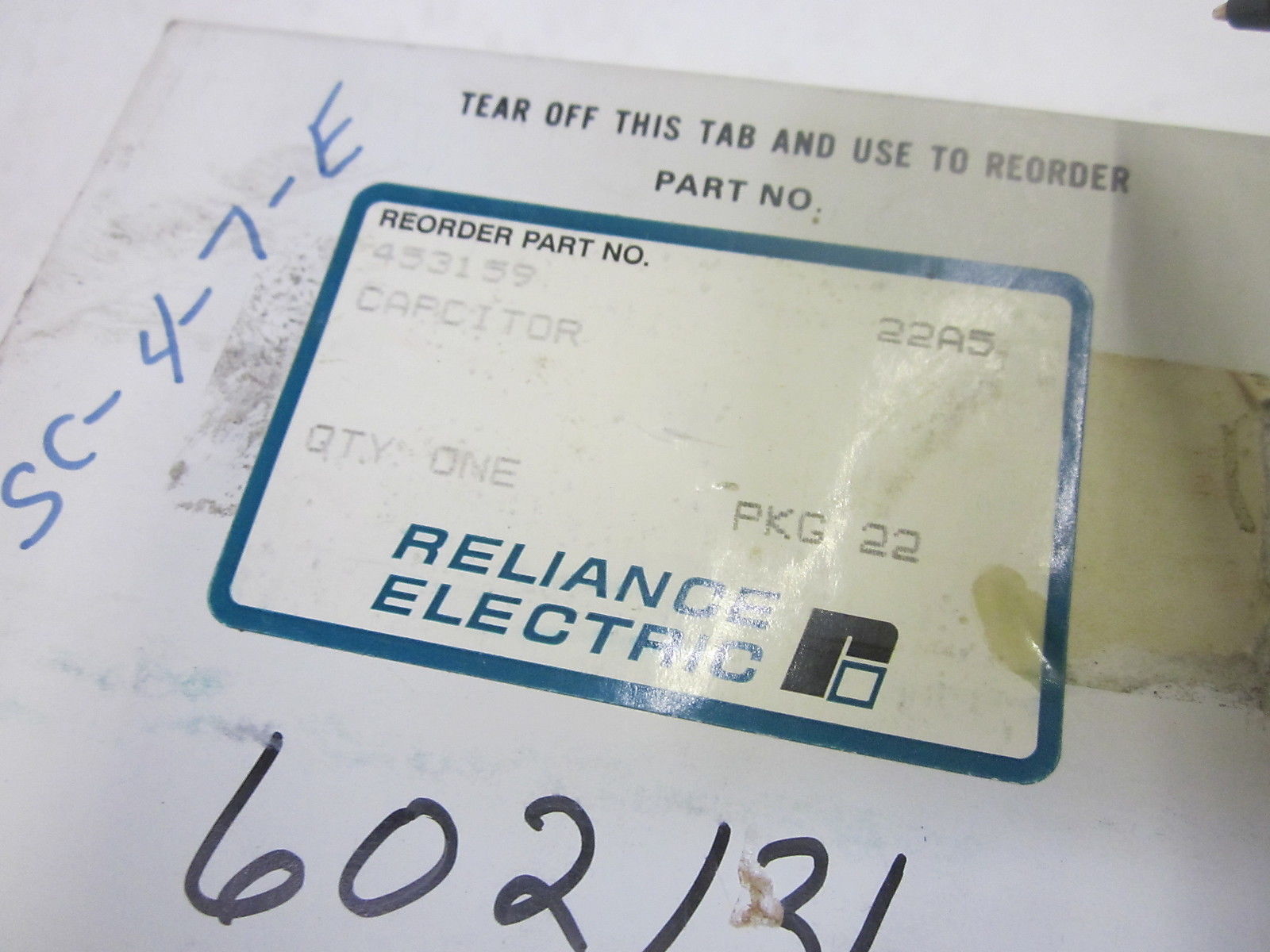 RELIANCE ELECTRIC 453159 CAPACITOR 500VDC NSMP
