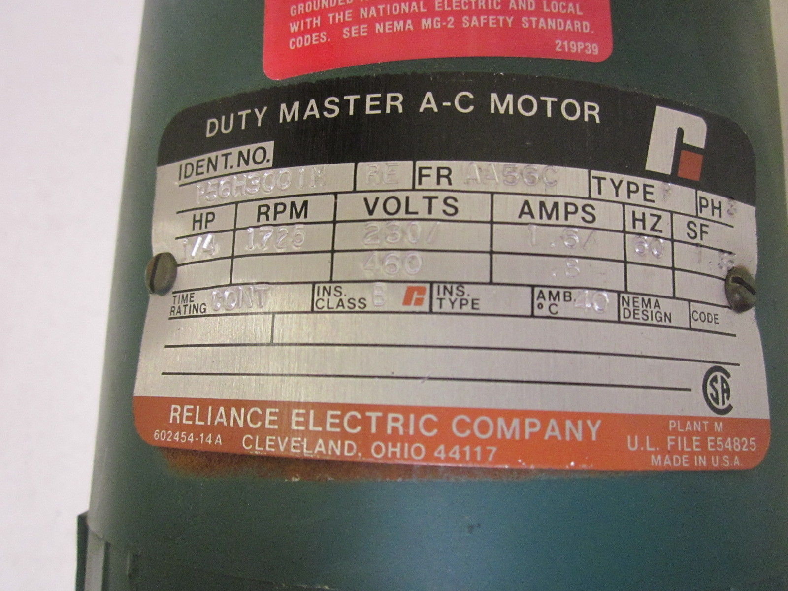 RELIANCE ELECTRIC COMPANY P56H3001M UNMP