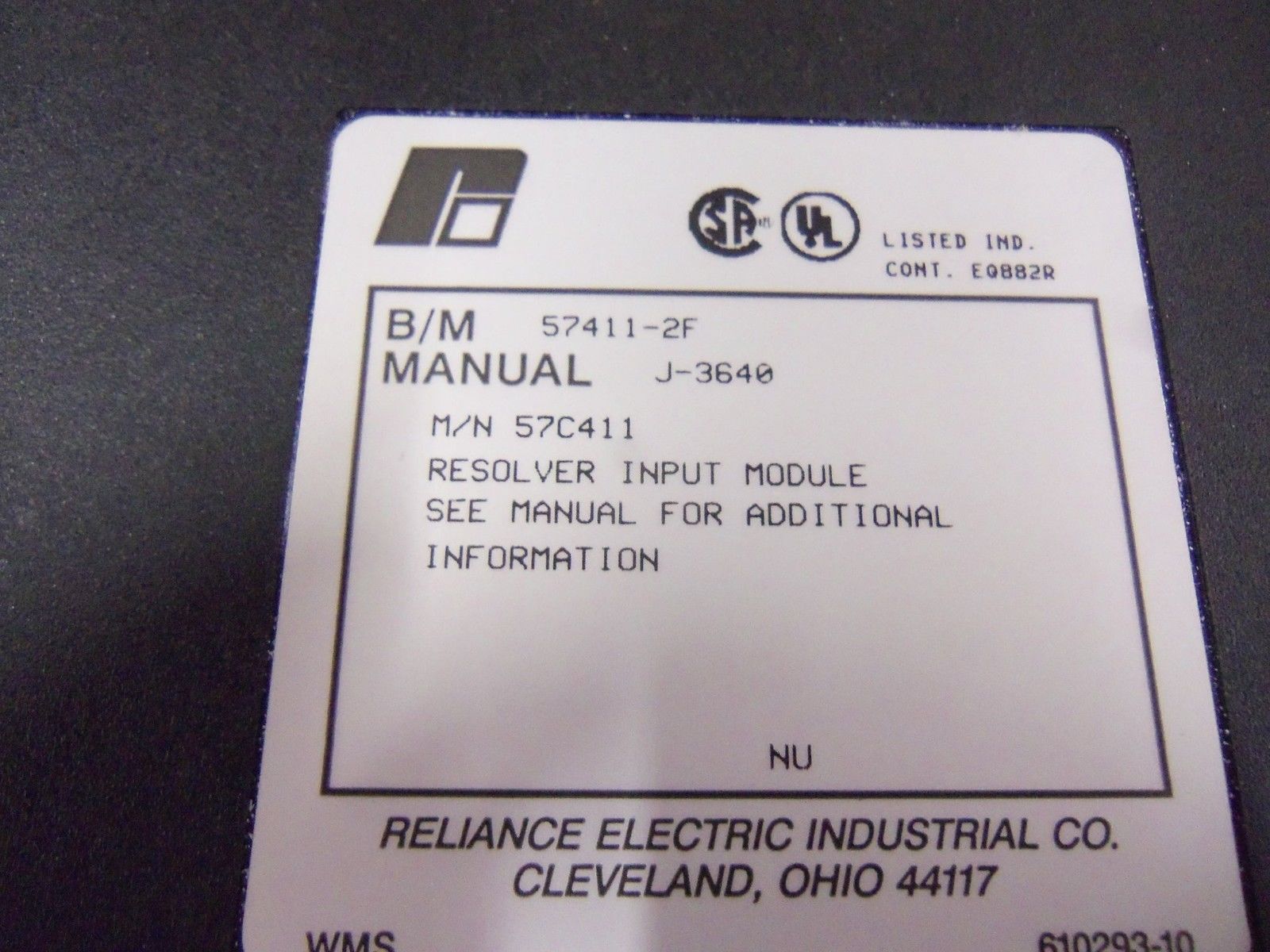 RELIANCE ELECTRIC RESOLVER INPUT MODULE 57411-2F NSMP