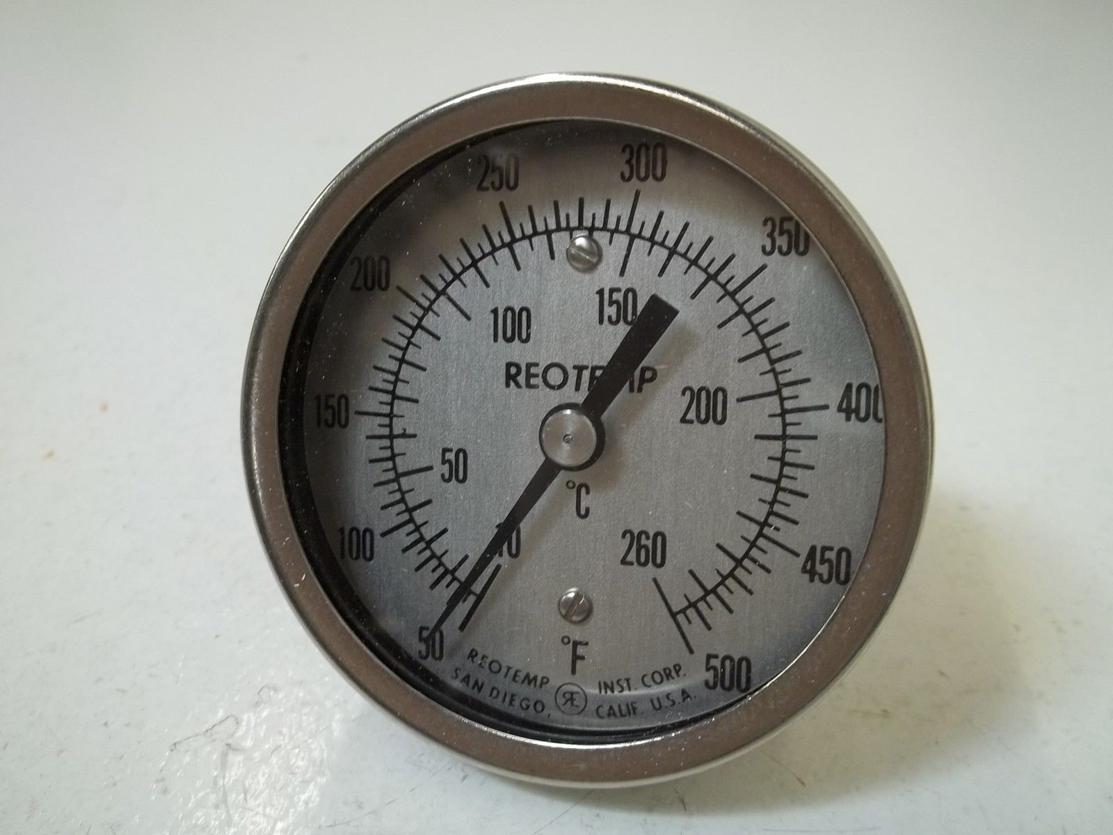 REOTEMP MODEL A DIAL THERMOMETER BIMETAL STAINLESS STEEL D10-260 NSMP