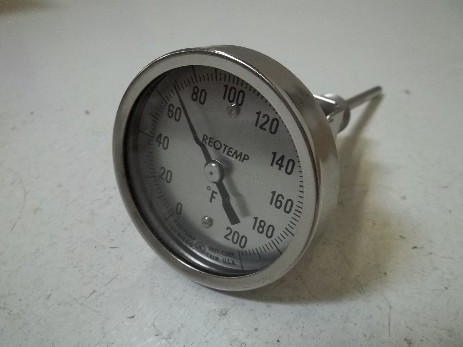 REOTEMP MODEL L (3' ADJ/RESET) 4"STEM 0-200F 1/2"NPT THERMOMETER NSMP