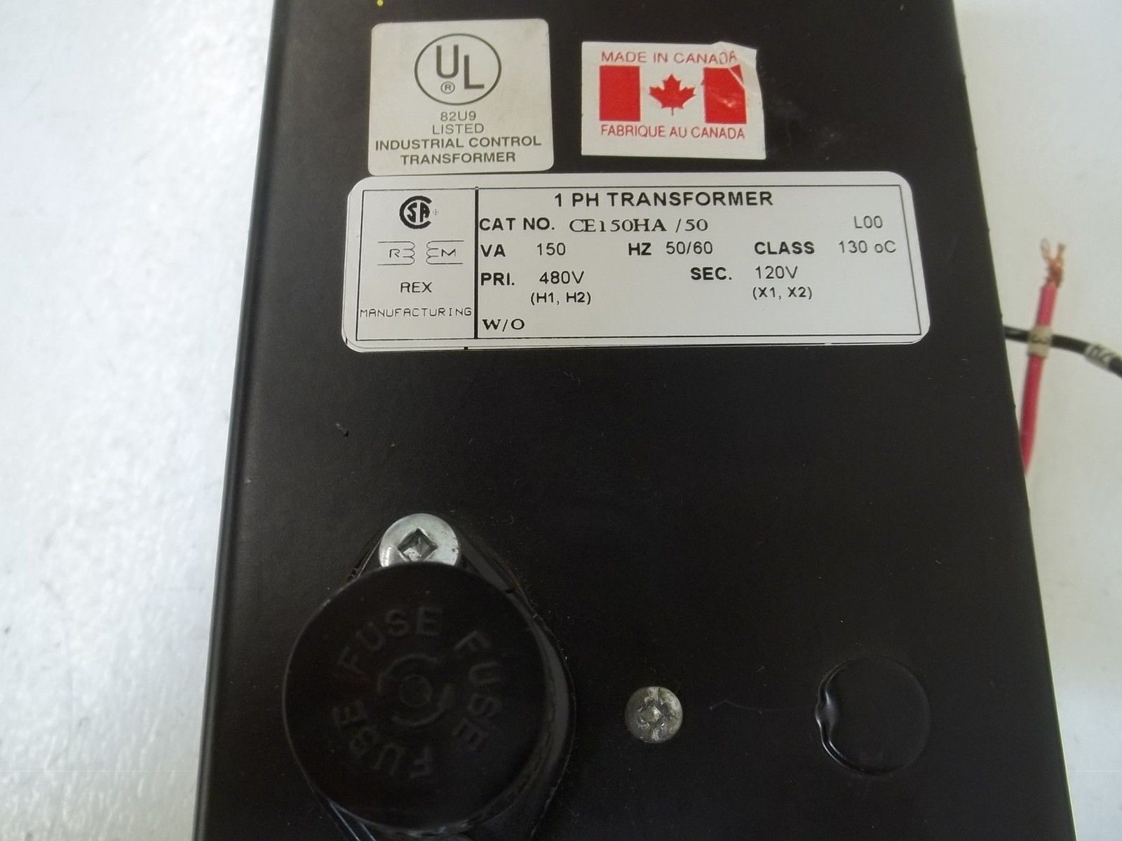 REX MANUFACTURING CE150HA/50 1 PH TRANSFORMER UNMP