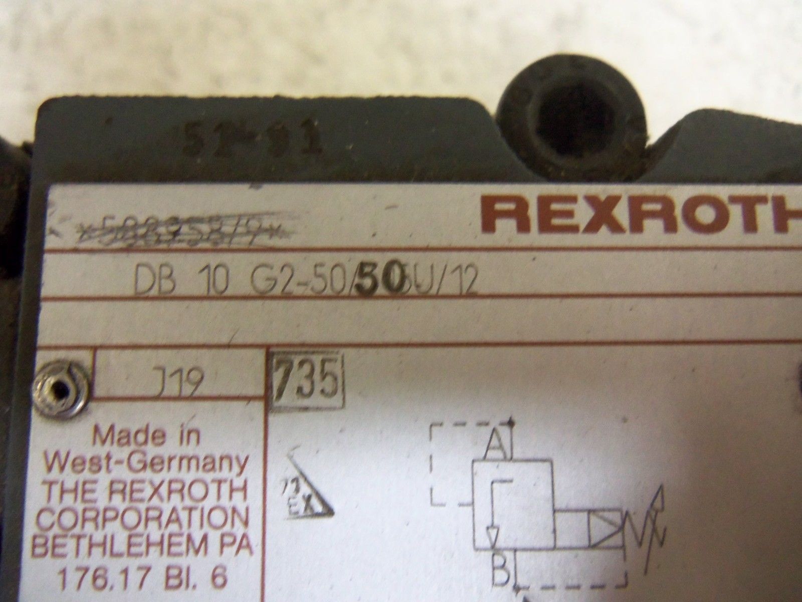 REXROTH DB10G2-50/50U/12 VALVE UNMP