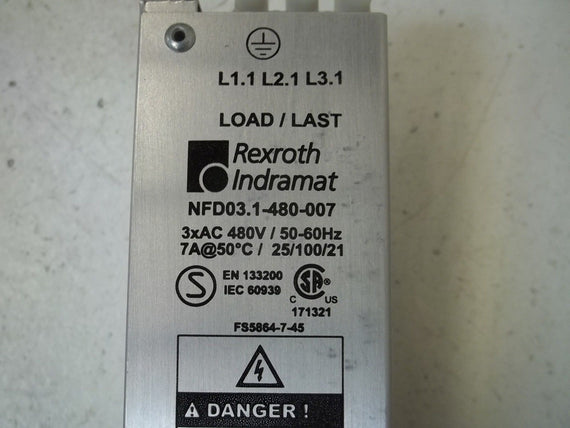 REXROTH INDRAMAT NFD03.1-480-007 POWER LINE FILTER *USED*