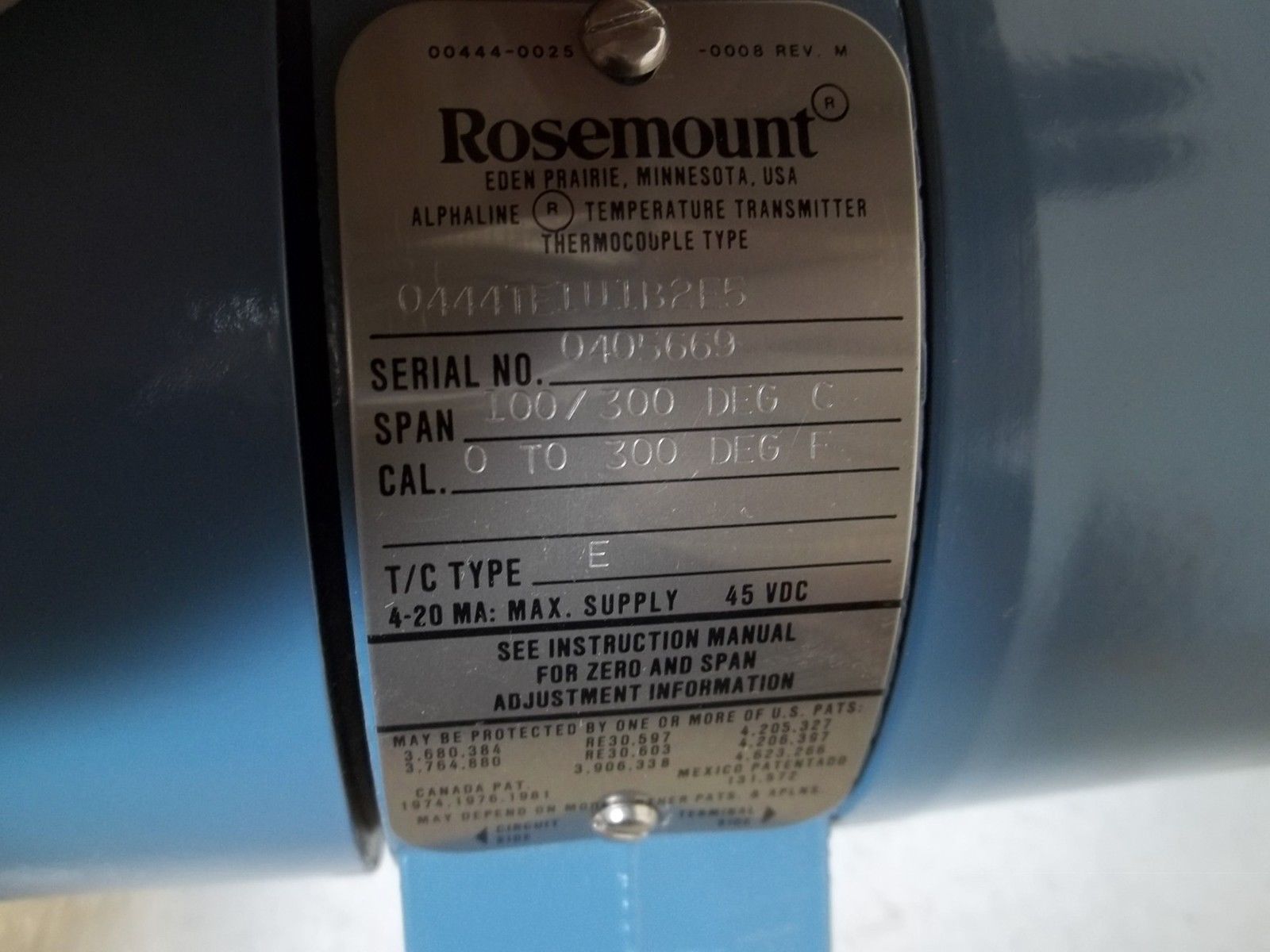 ROSEMOUNT 0444TE1U1B2E5 TRANSMITTER NSMP