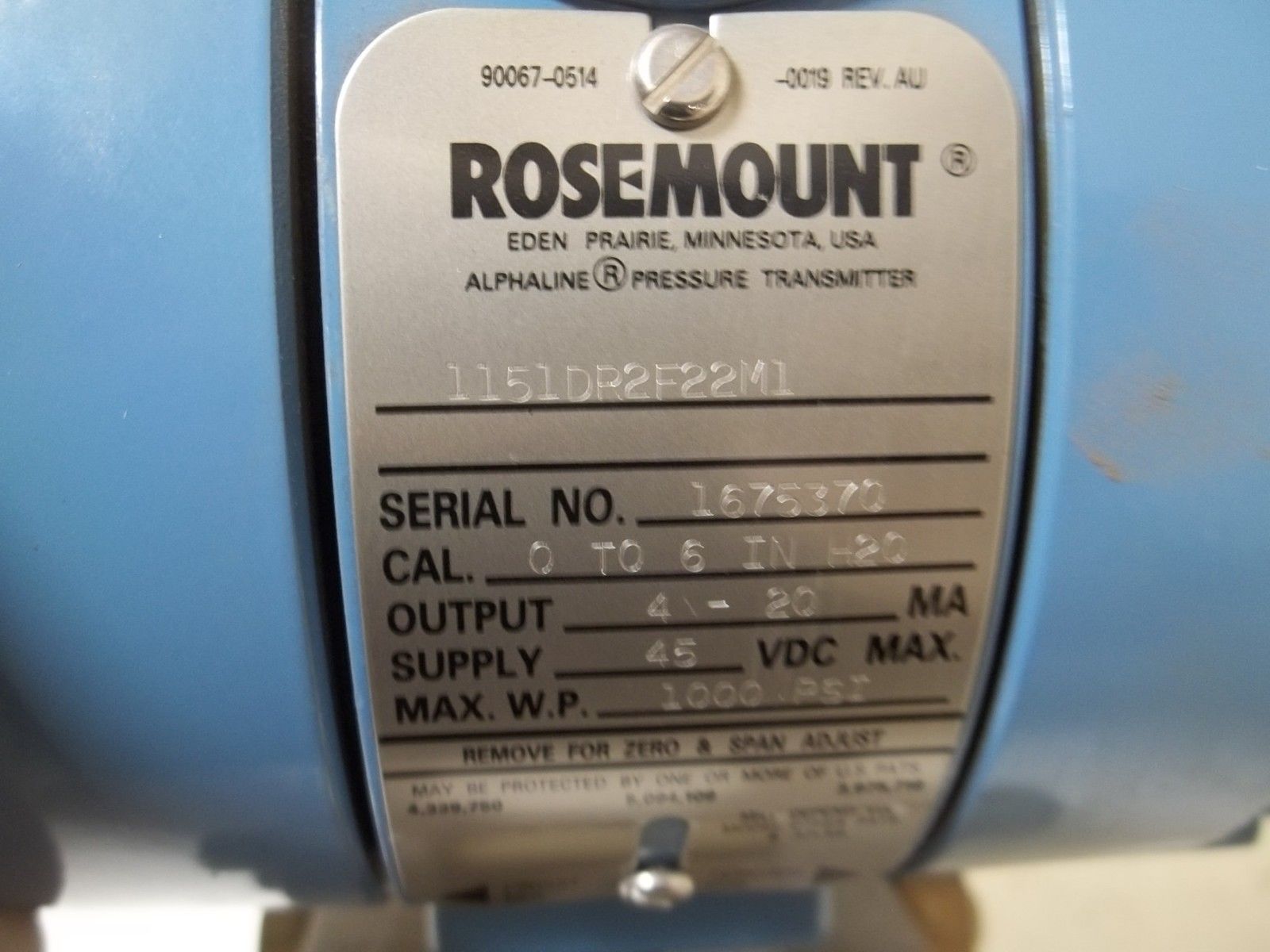ROSEMOUNT 1151DR2F22M1 PRESSURE TRANSMITTER UNMP