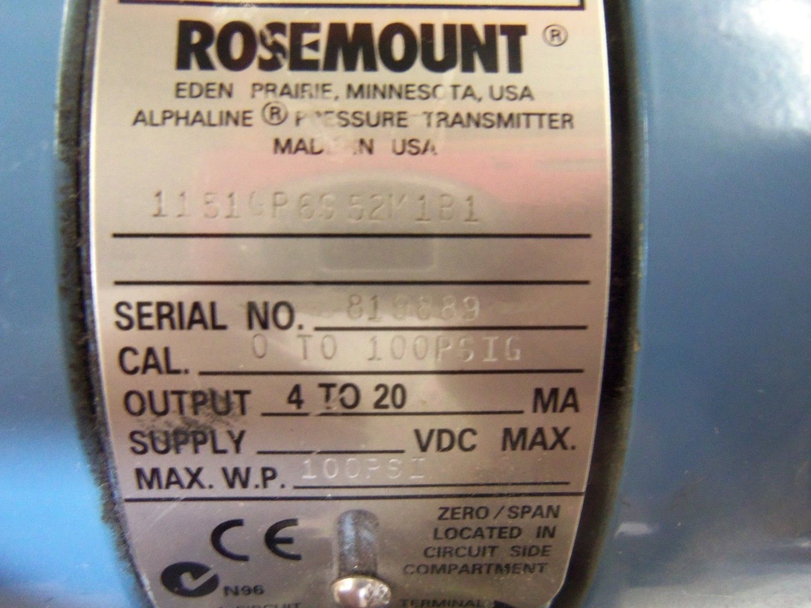 ROSEMOUNT 1151GP6S52M1B1 TRANSMITTER UNMP
