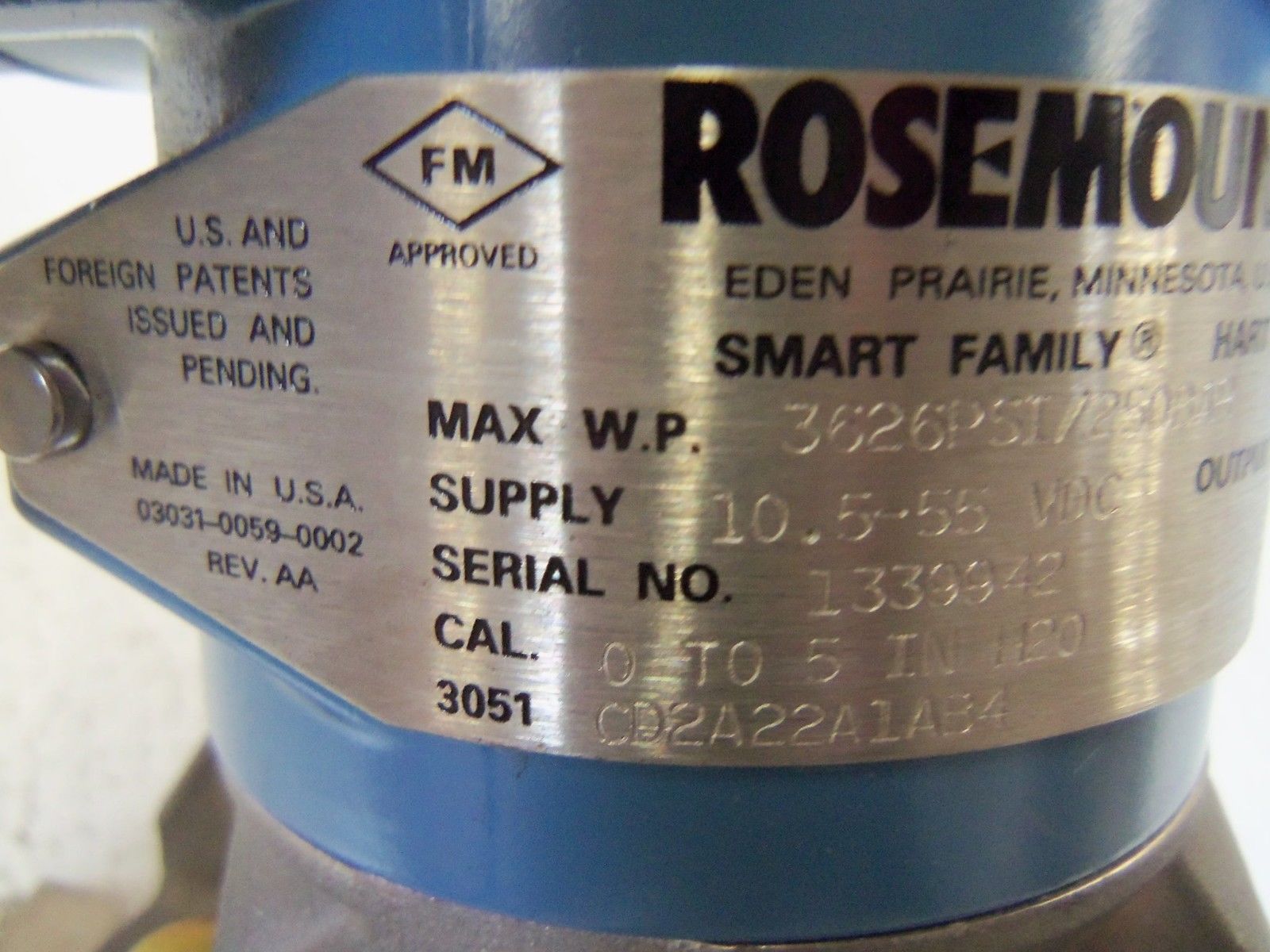 ROSEMOUNT 3051CD2A22A1AB4  PRESSURE TRANSMITTER UNMP