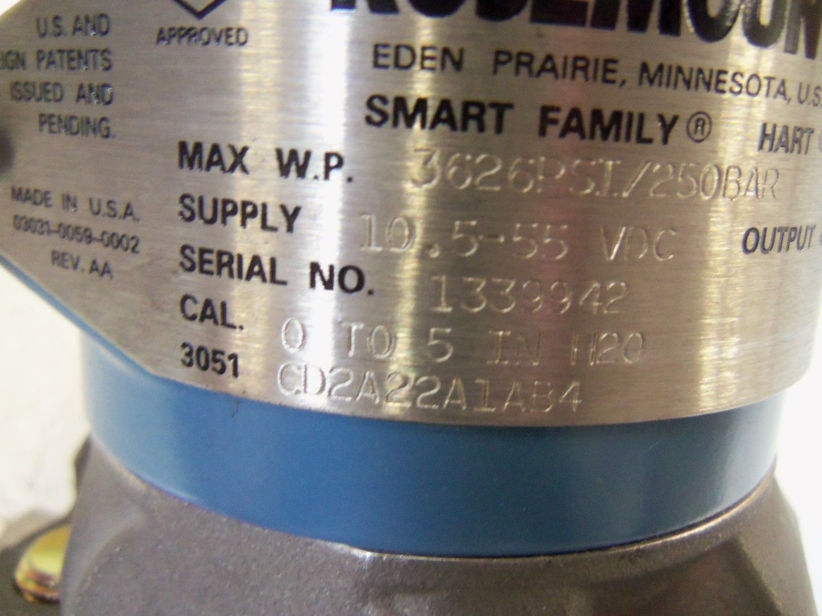 ROSEMOUNT 3051CD2A22A1AB4  PRESSURE TRANSMITTER UNMP