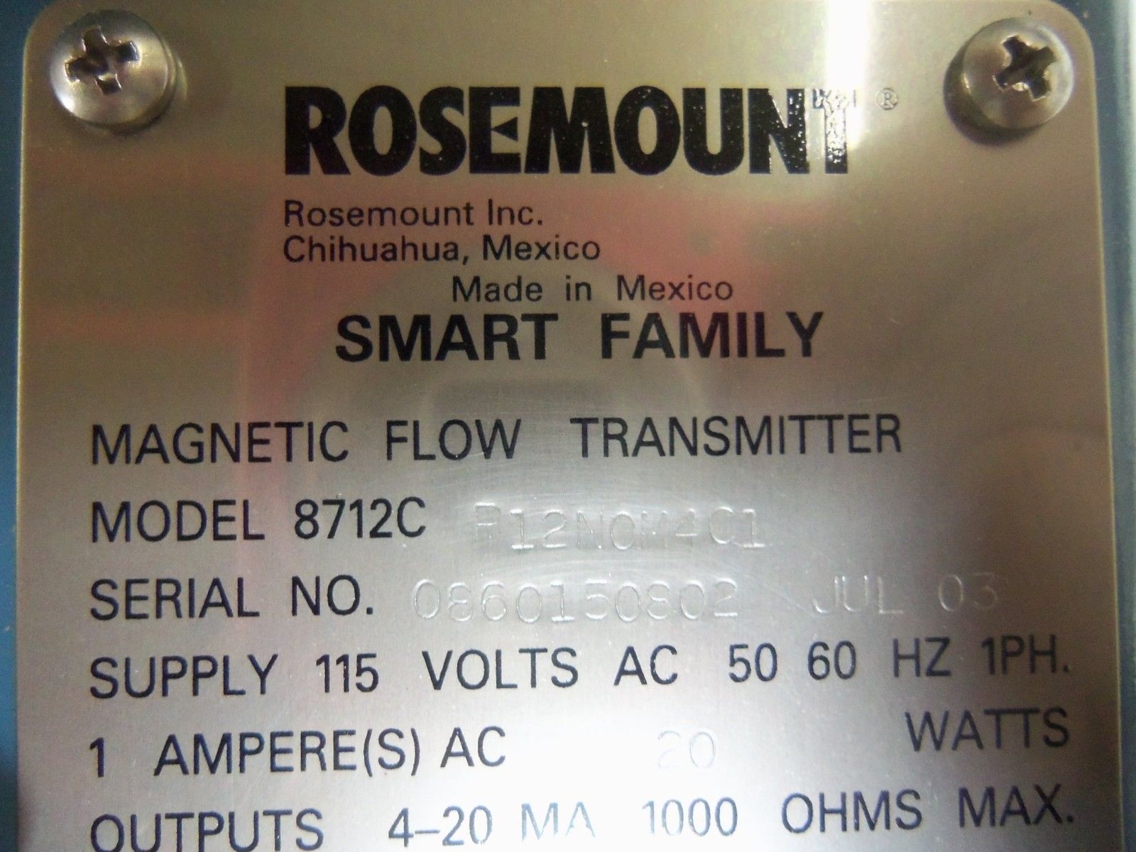 ROSEMOUNT 8712CR12N0M4C1 TRANSMITTER UNMP