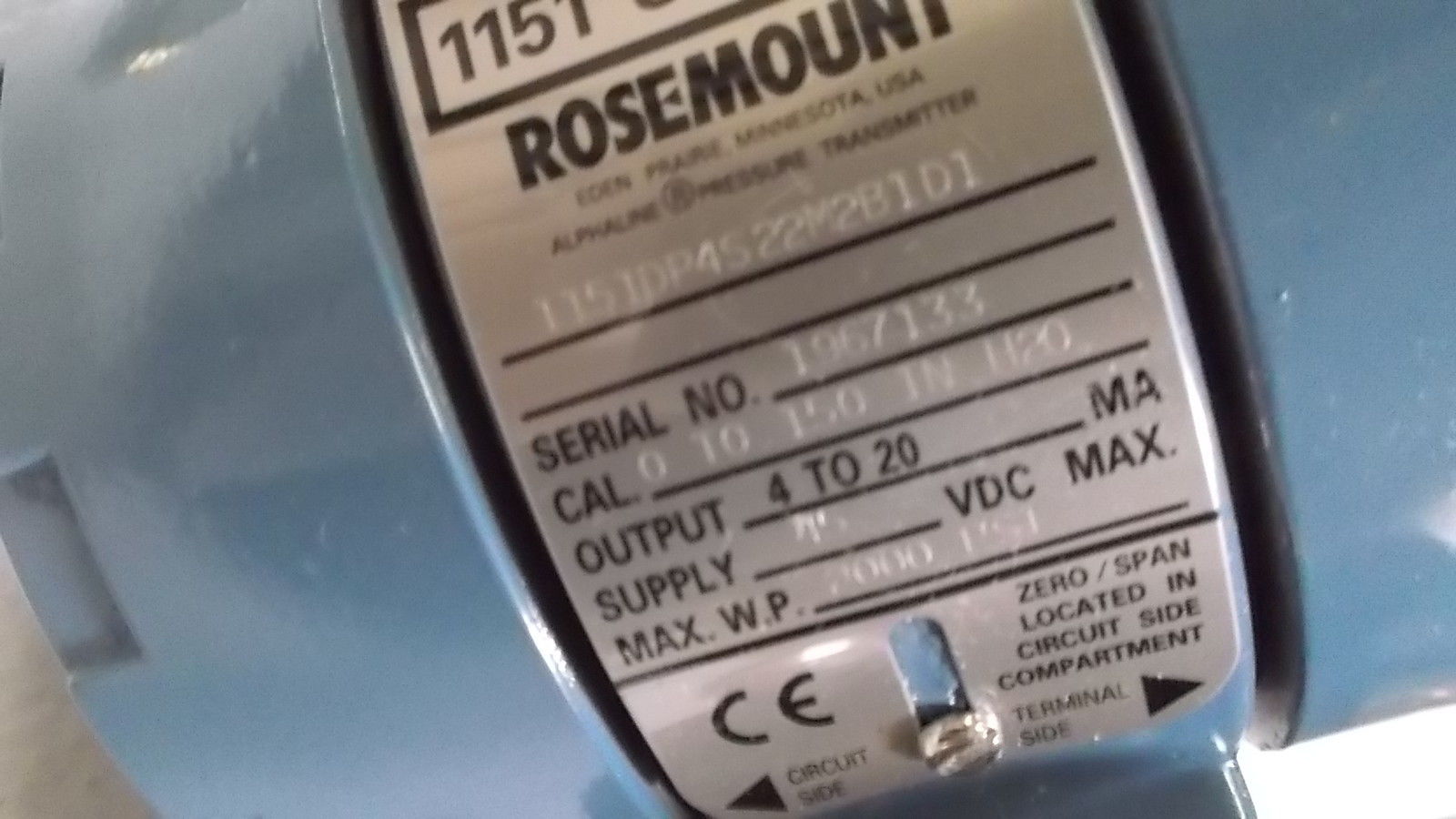 ROSEMOUNT PRESSURE TRANSMITTER 1151DP4S22M2B1D1 NSMP