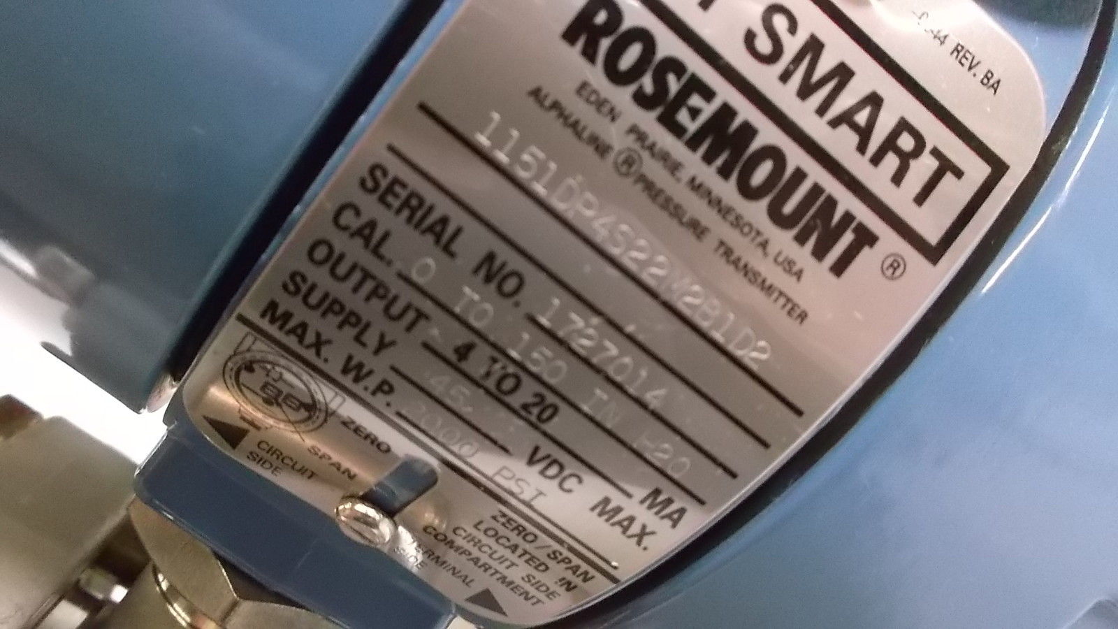 ROSEMOUNT PRESSURE TRANSMITTER 1151DP4S22M2B1D2 NSMP