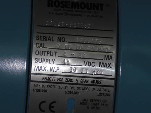 ROSEMOUNT 1151DP3E12B2 PRESSURE TRANSMITTER UNMP