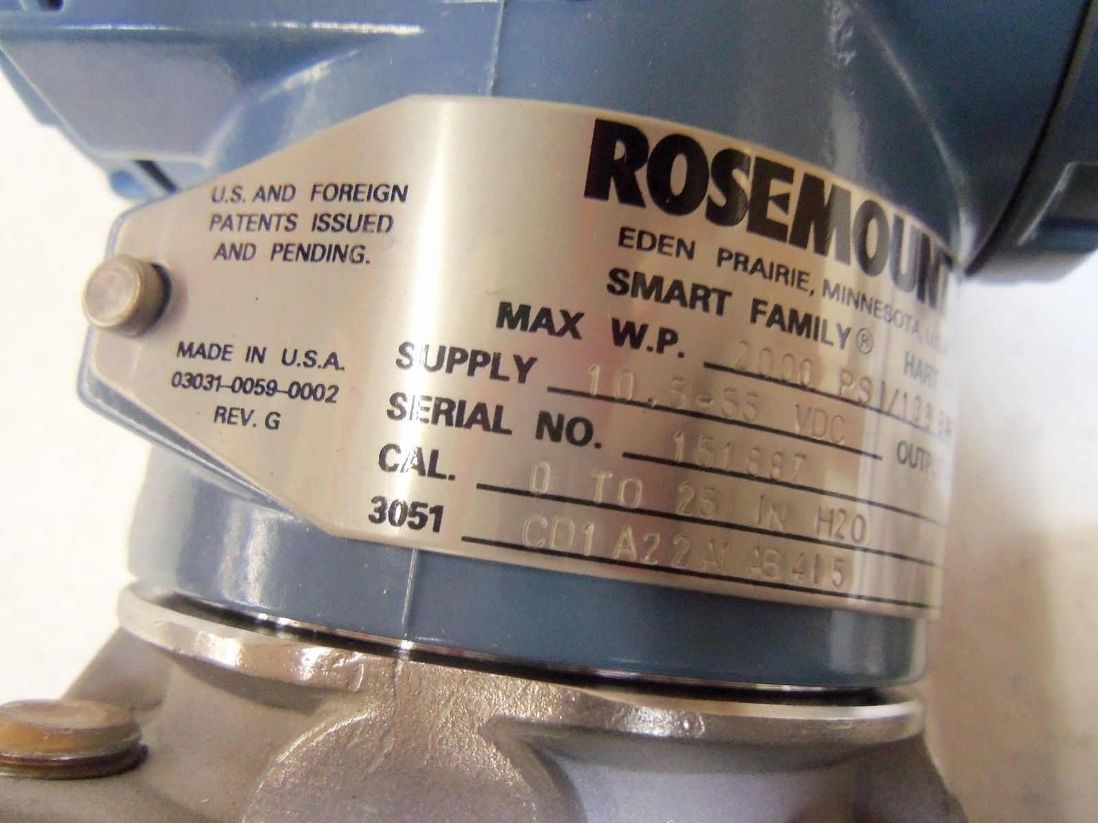ROSEMOUNT TRANSMITTER 3051CD1A22A1AB415 ( AS PICTURED) NSNP