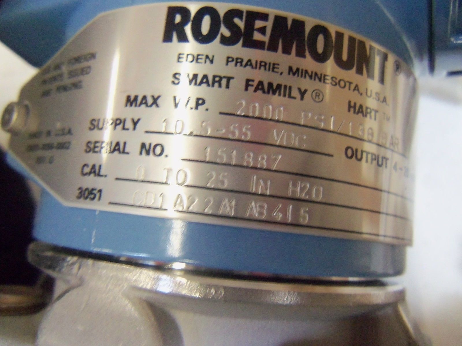 ROSEMOUNT TRANSMITTER 3051CD1A22A1AB415 ( AS PICTURED) NSNP