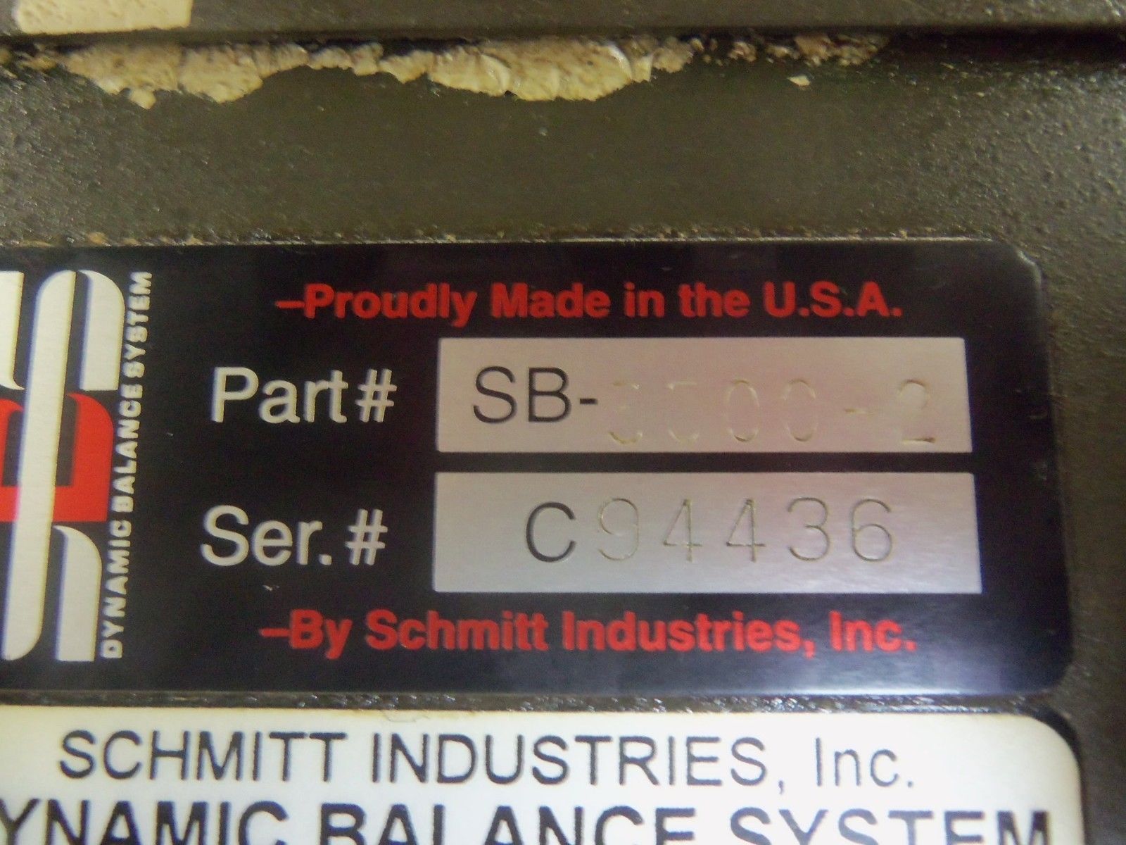 SCHMITT INDUSTRIES SB-3500-2 DYNAMIC BALANCE SYSTEM CONTROLLER UNMP