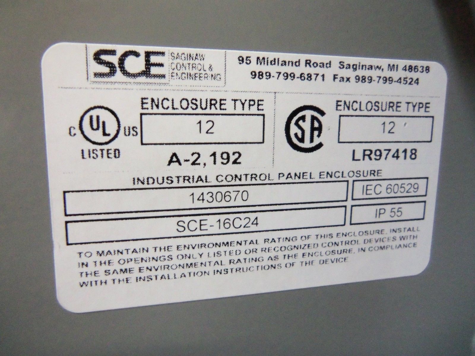 SCE SCE-16C24 ENCLOSURE NSNP