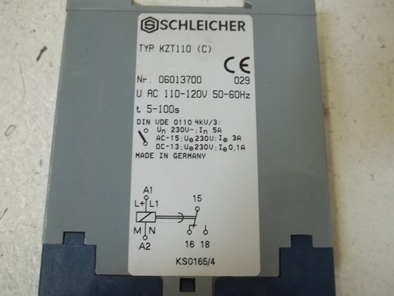 SCHLEICHER KZT110 TIME DELAY RELAY *USED*