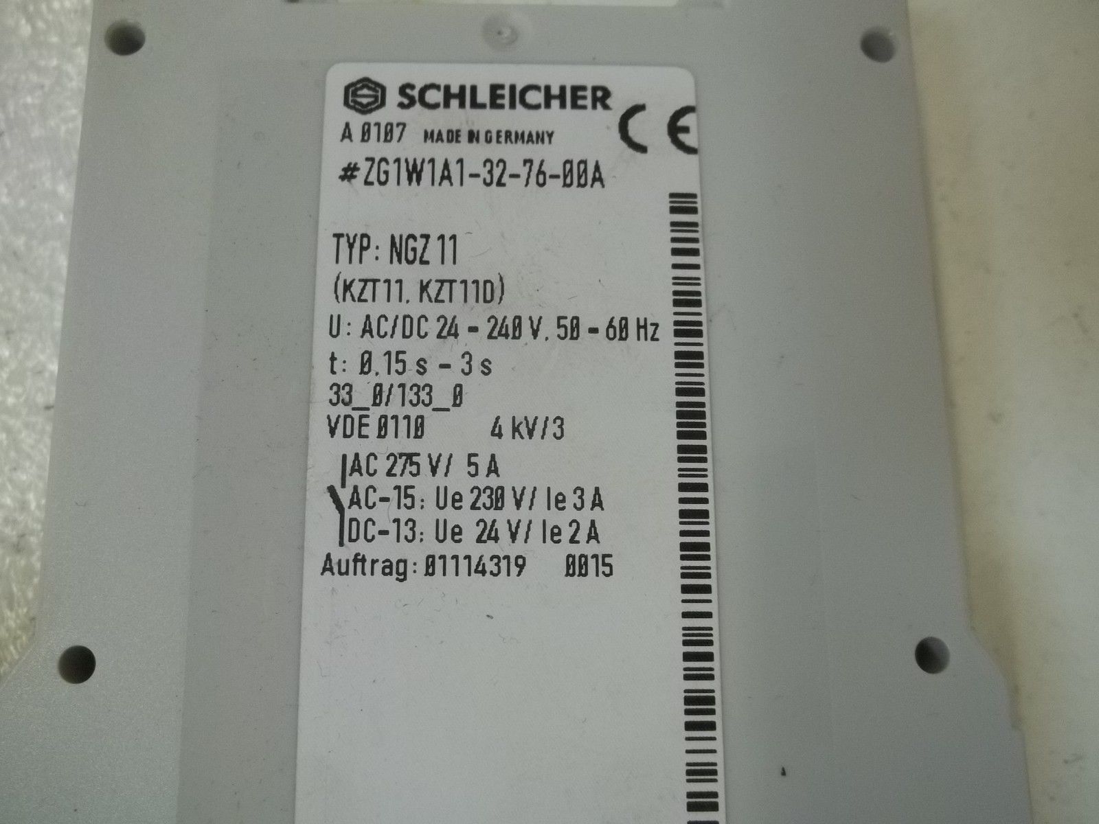 SCHLEICHER ZG1W1A1-32-76-00A TIMER TYPE NGZ11 0.15S-3S NSMP