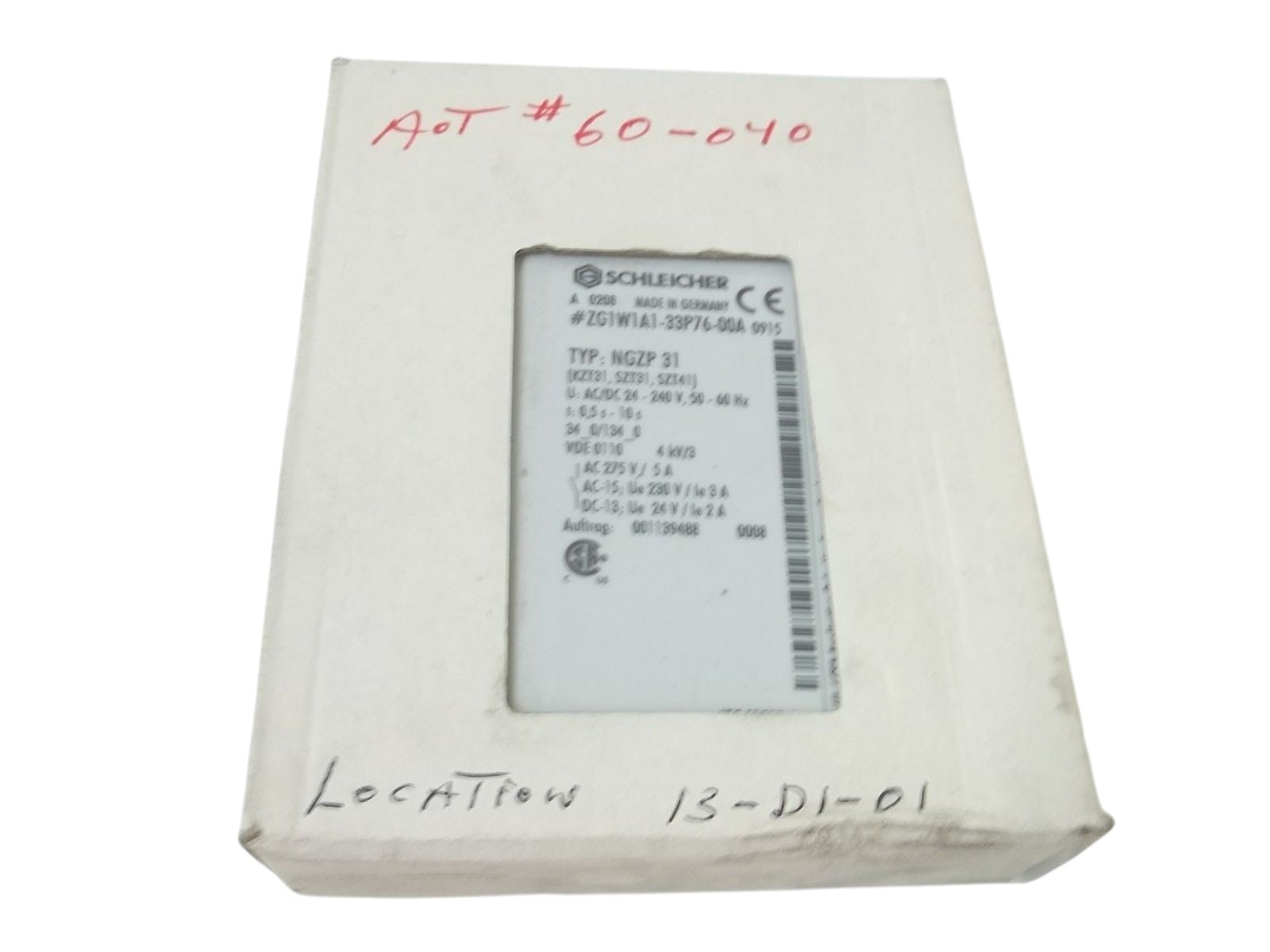 SCHLEICHER ZG1W1A1-33P76-00A TIMER TYPE NGZP 31 0,5S-10S NSMP