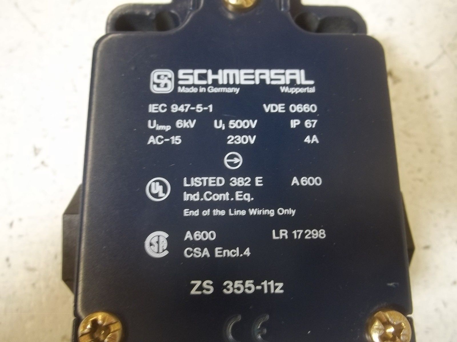 SCHMERSAL ZS 355-11Z LIMIT SWITCH NSNP