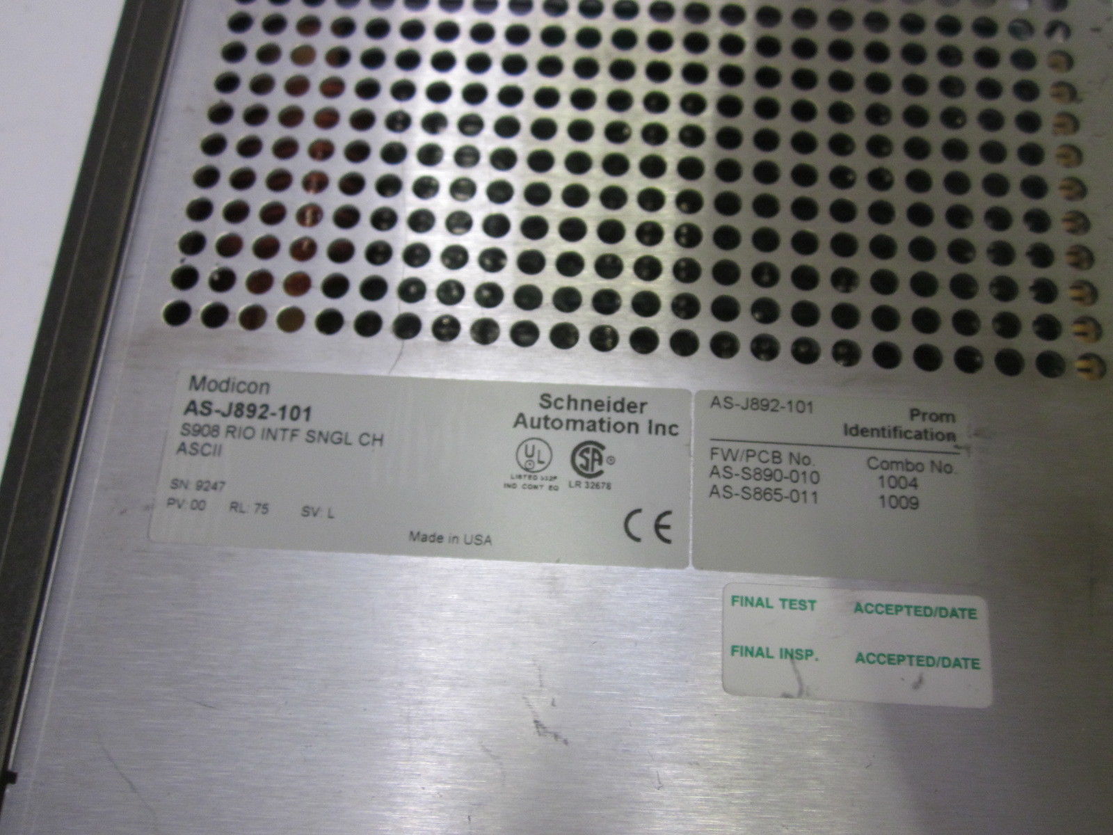 SCHNEIDER AUTOMATION AS-J892-101  INTERFACE MODULE *USED*