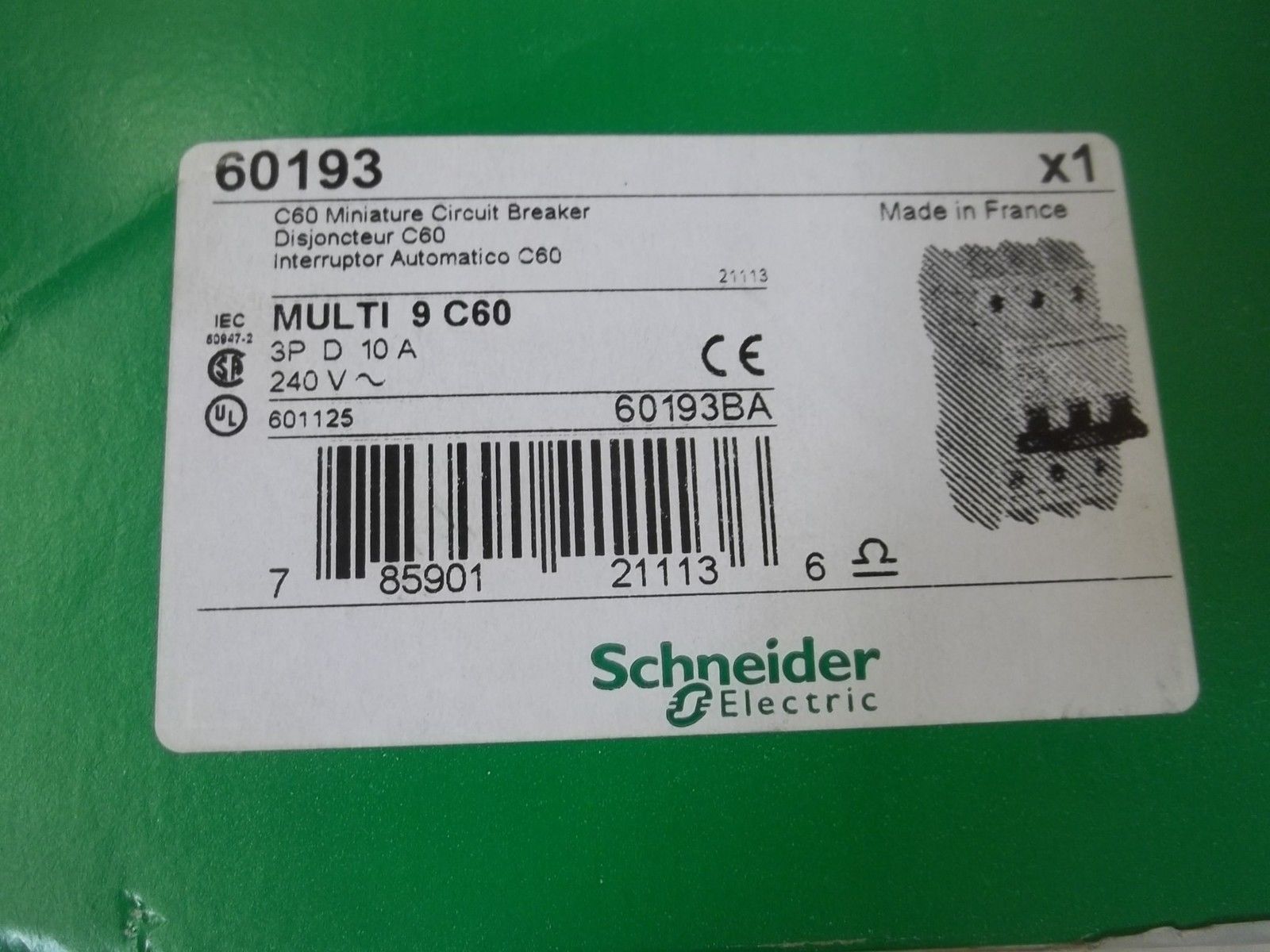 SCHNEIDER 60193 CIRCUIT BREAKER 10A NSMP