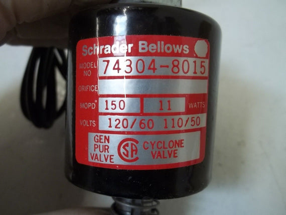 SCHRADER BELLOW 74304-8015 120V CYCLONE VALVE UNMP