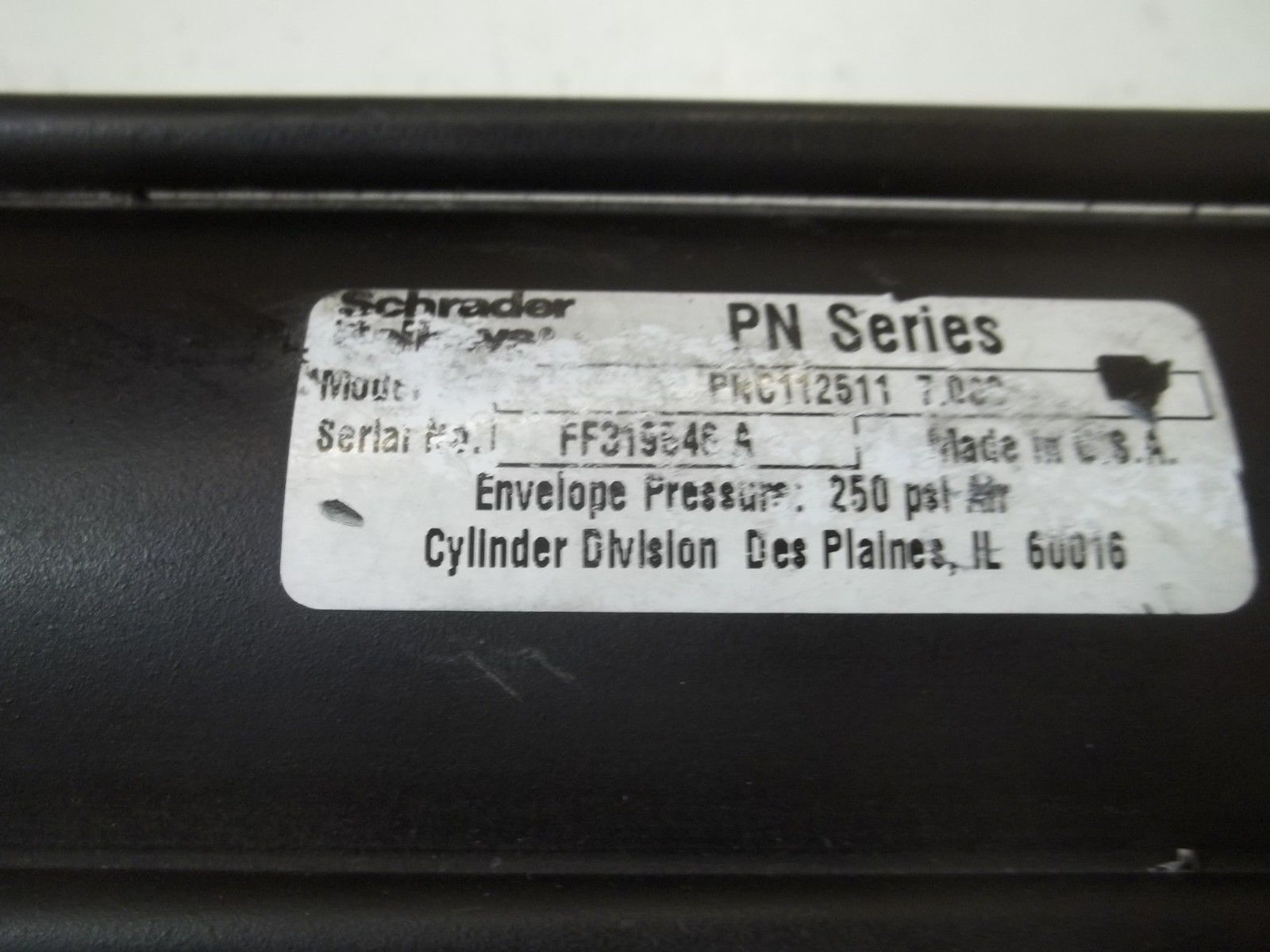 SCHRADER BELLOW PRC112511 PNEUMATIC CYLINDER UNMP