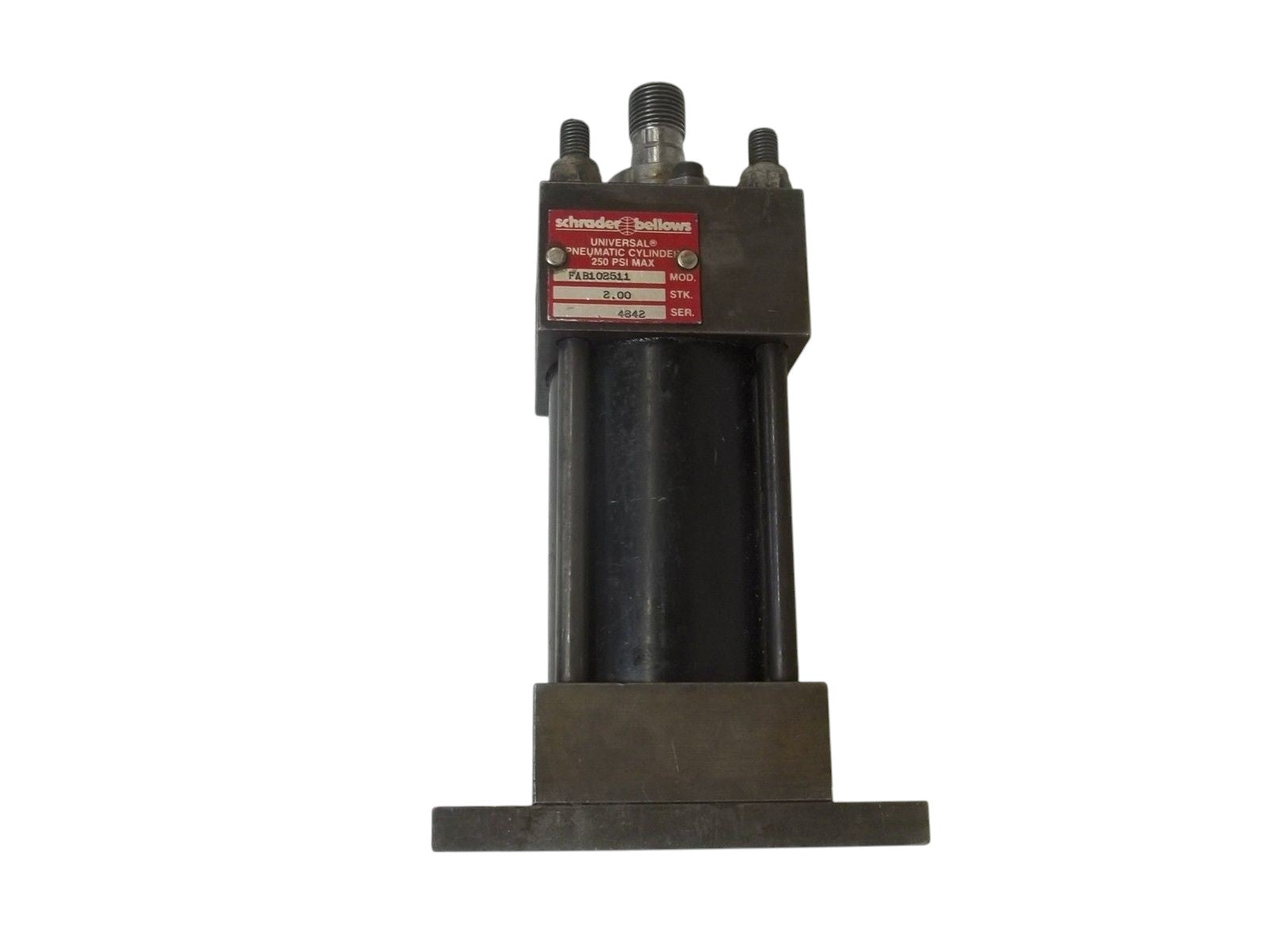 SCHRADER BELLOWS FAB102511 UNIVERSAL PNEUMATIC CYLINDER 250 PSI MAX UNMP