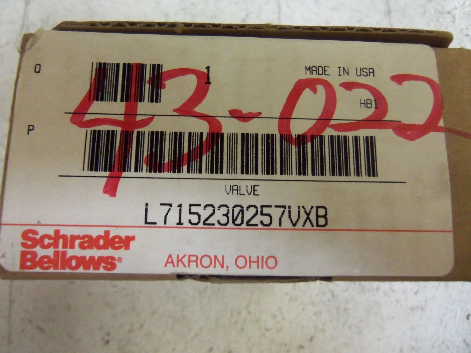 SCHRADER BELLOWS L715230257VXB VALVE NSMP