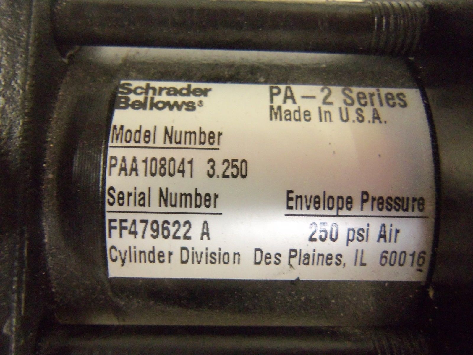 SCHRADER BELLOWS PAA108041 CYLINDER UNMP