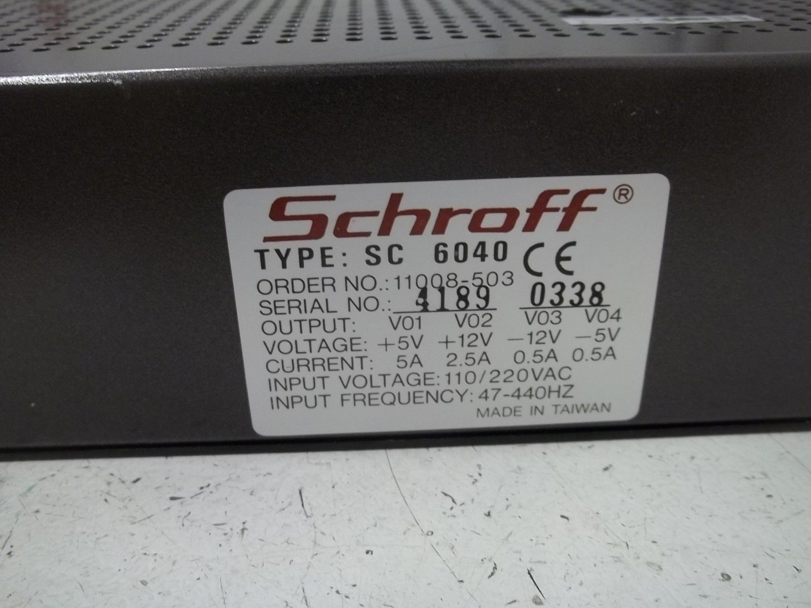 SCHROFF SC6040 POWER SUPPLY UNMP