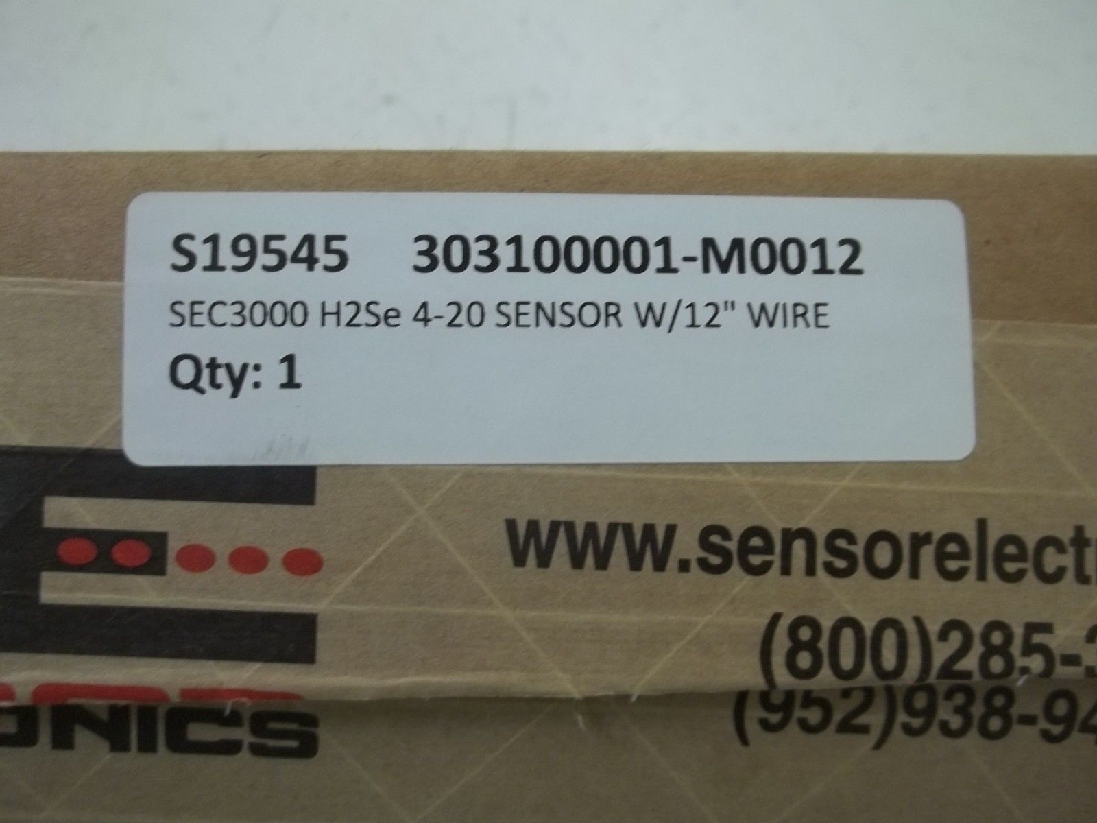 SENSOR ELECTRONICS SEC3000 4-20 SENSOR W/12" WIRE NSMP