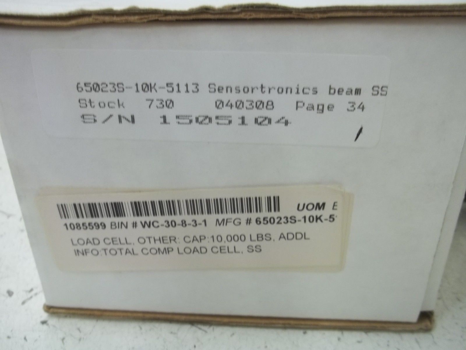 SENSORTRONICS 65023S10K-5113 LOAD CELL 10K LBS. NSMP